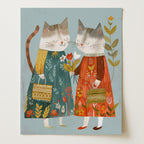 Vintage Cat Friends Wall Art Print (Unframed)