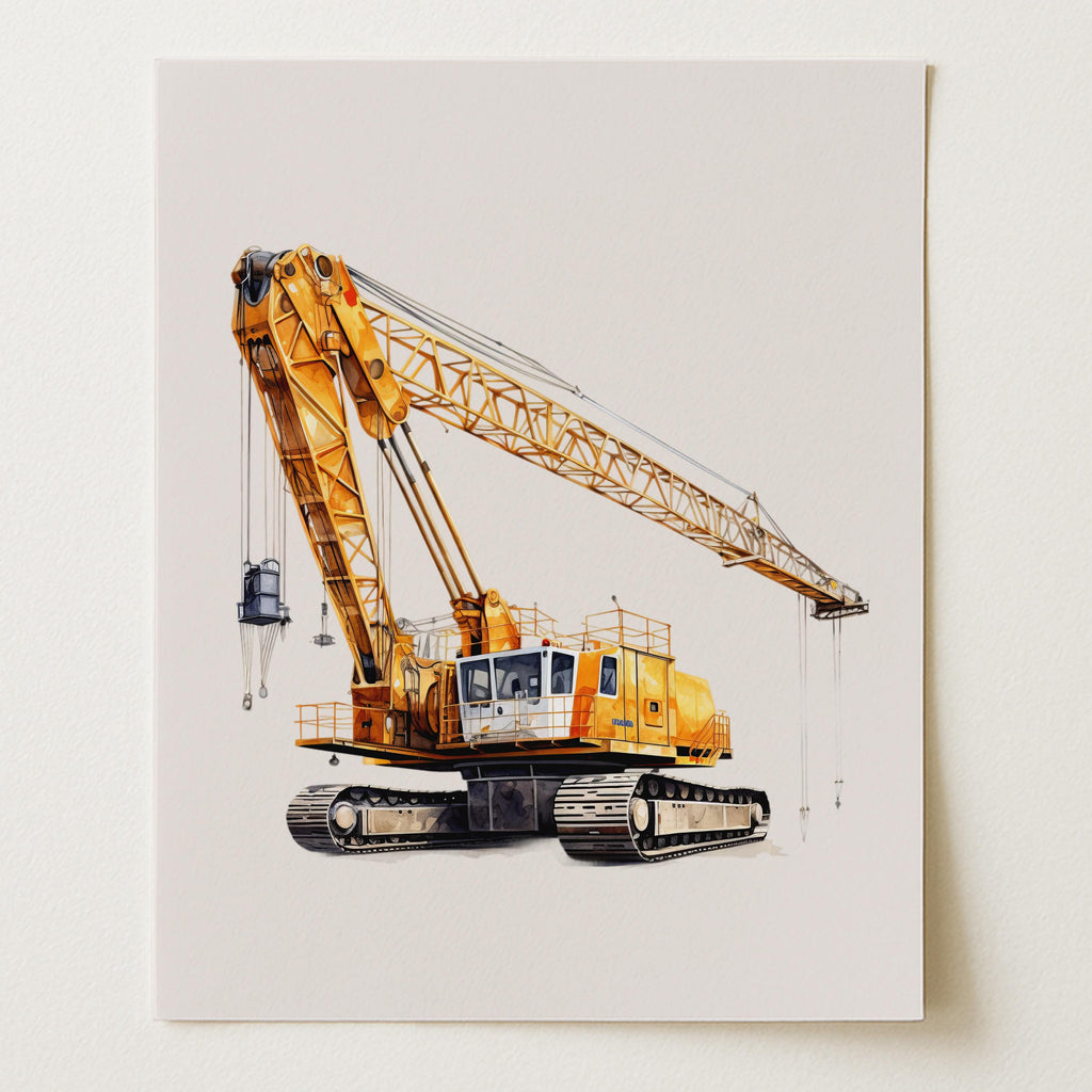 Crane Truck Nursery Wall Art Print (Unframed)