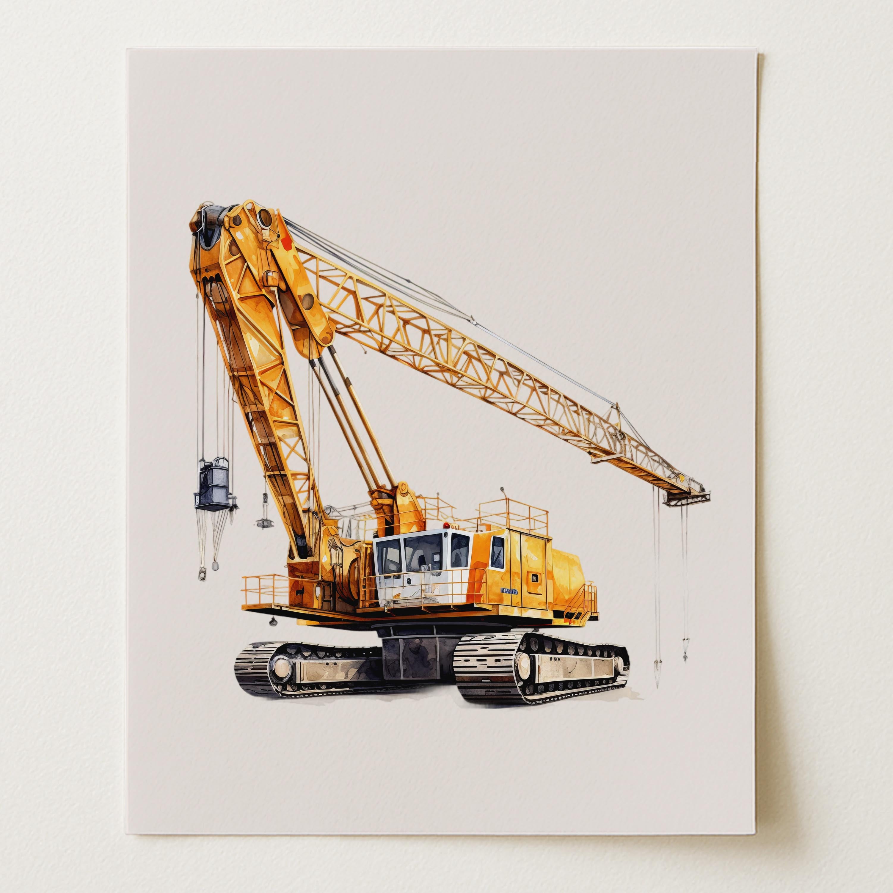 Crane Truck Nursery Wall Art Print (Unframed)