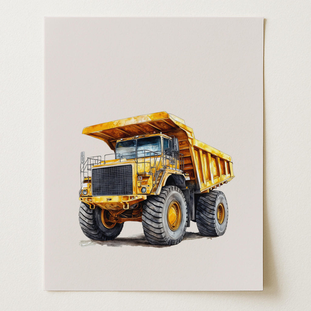 Construction Trucks Nursery Wall Art Prints - Set of 6 (Unframed)