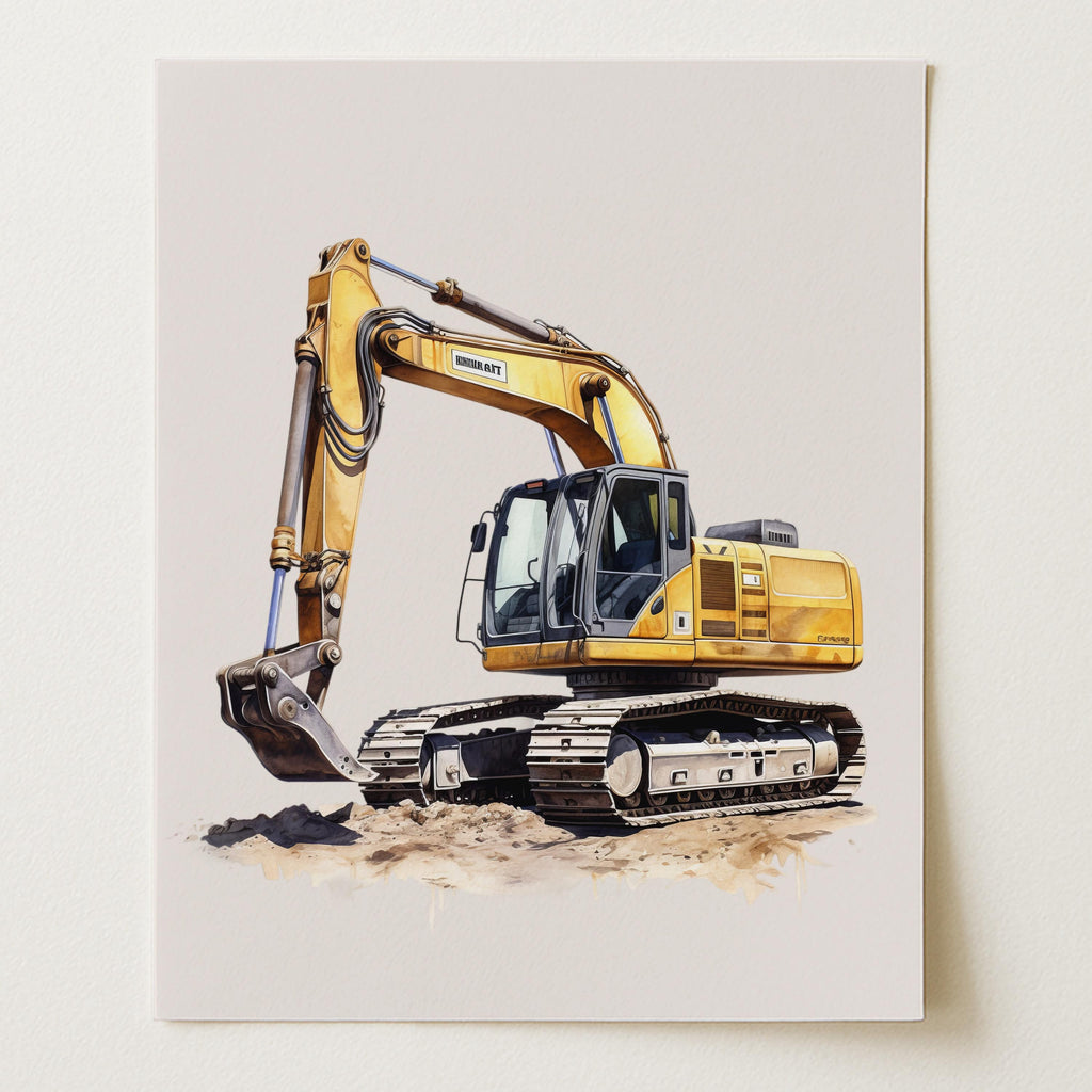 Construction Trucks Nursery Wall Art Prints - Set of 6 (Unframed)