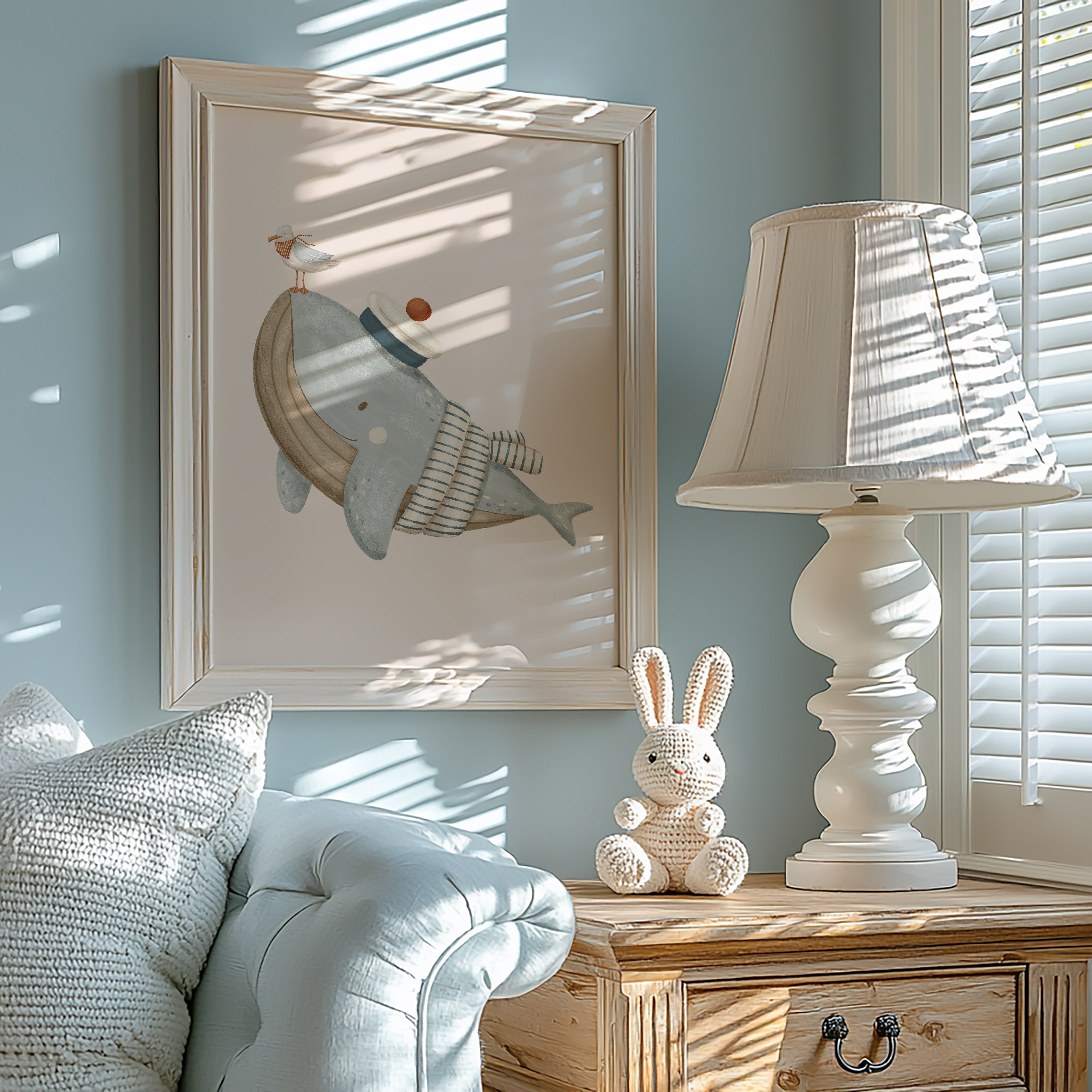 Whale & Seagull Nautical Nursery Wall Art