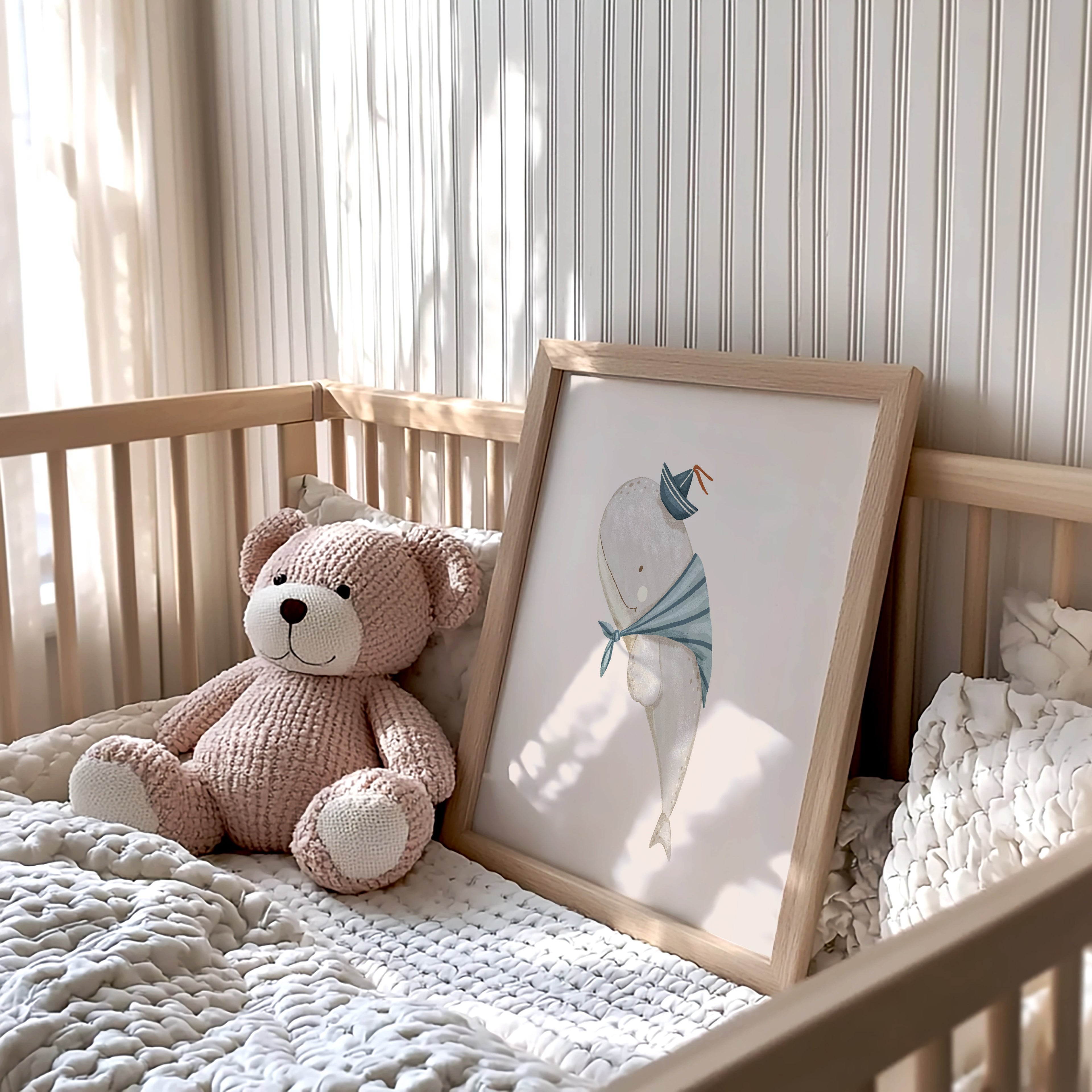 Whale Sailor Nautical Nursery Wall Art