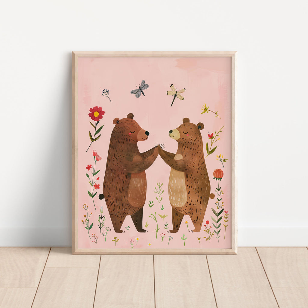 Whimsical Bear Friends Wall Art Print