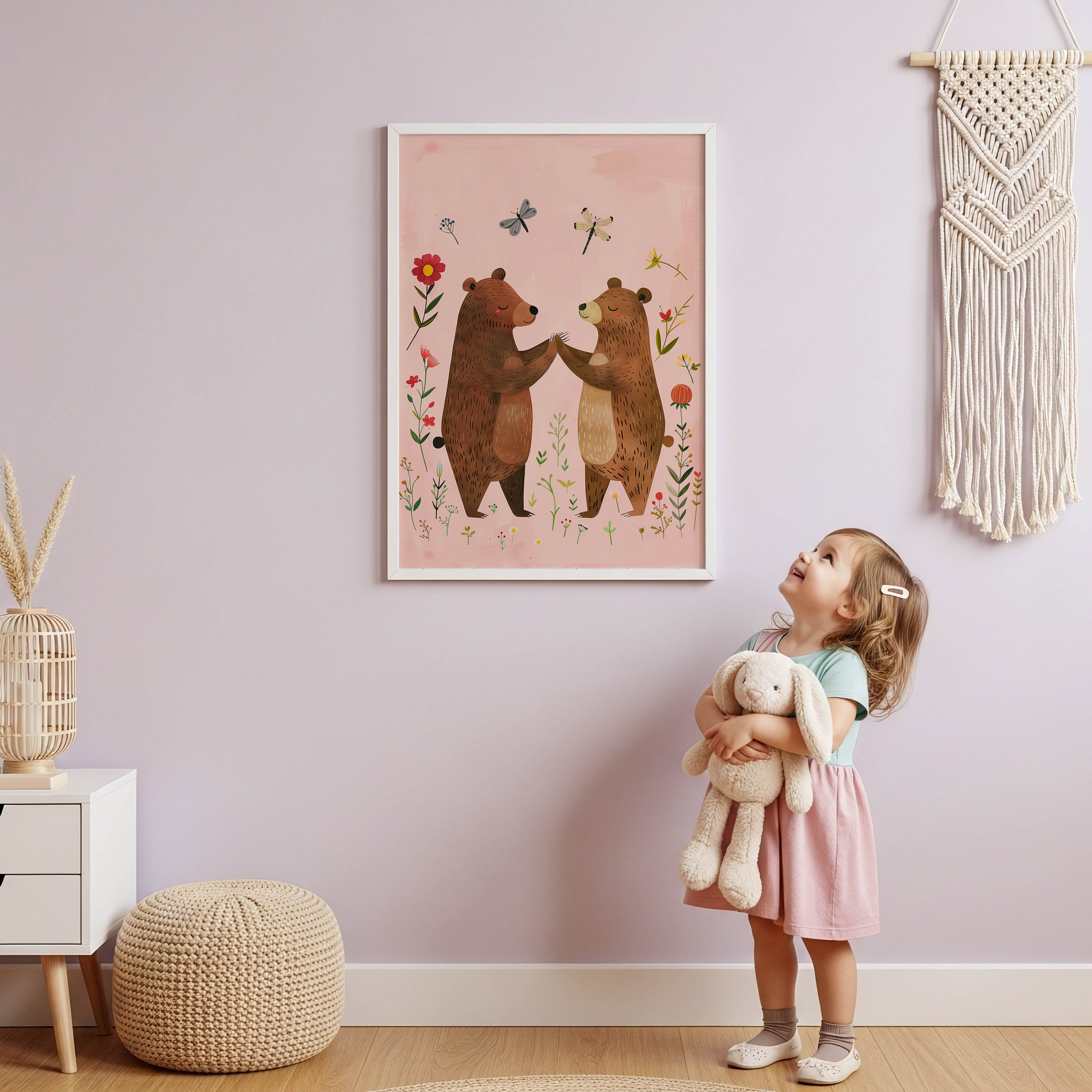 Whimsical Bear Friends Wall Art Print