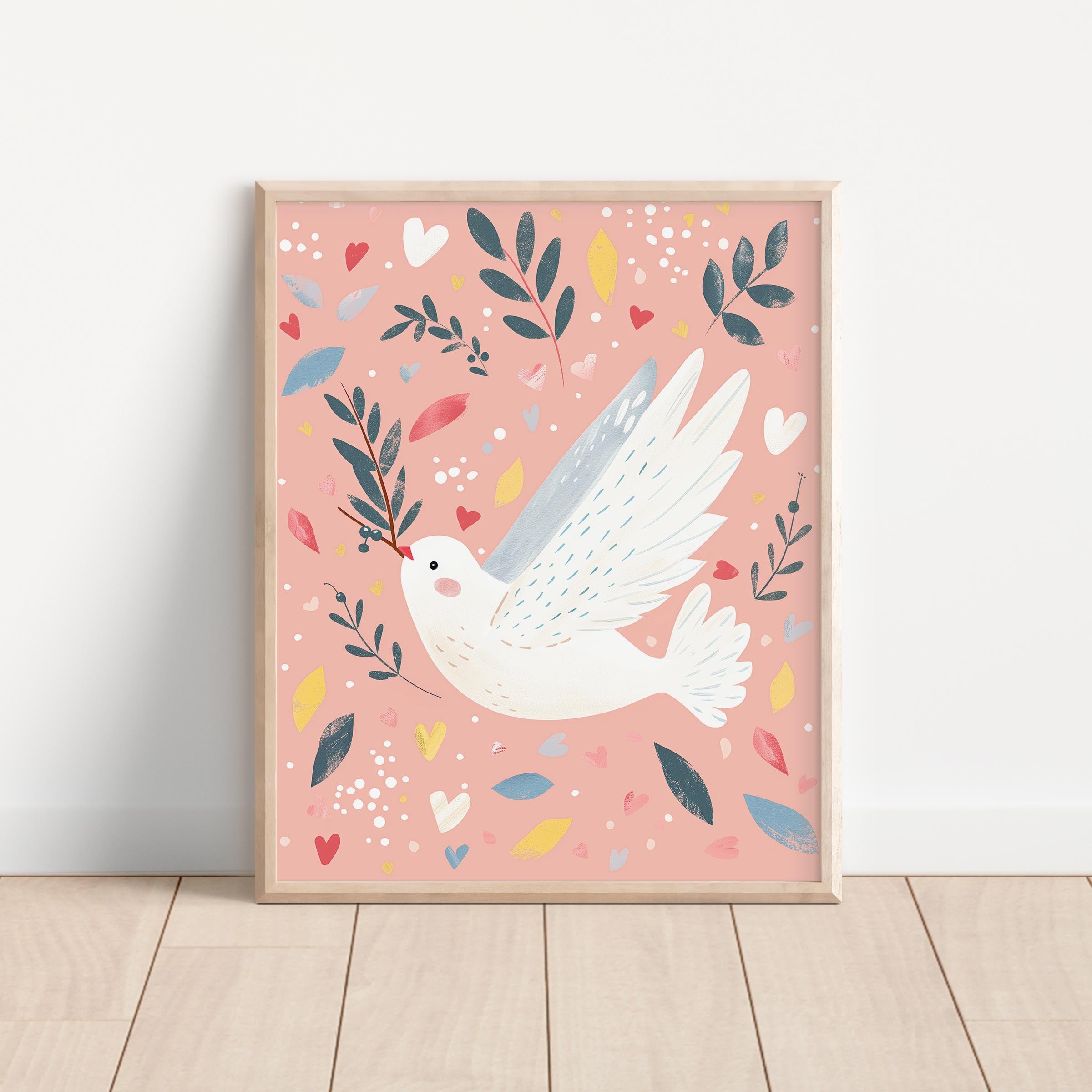 Whimsical Flying Dove Wall Art Print