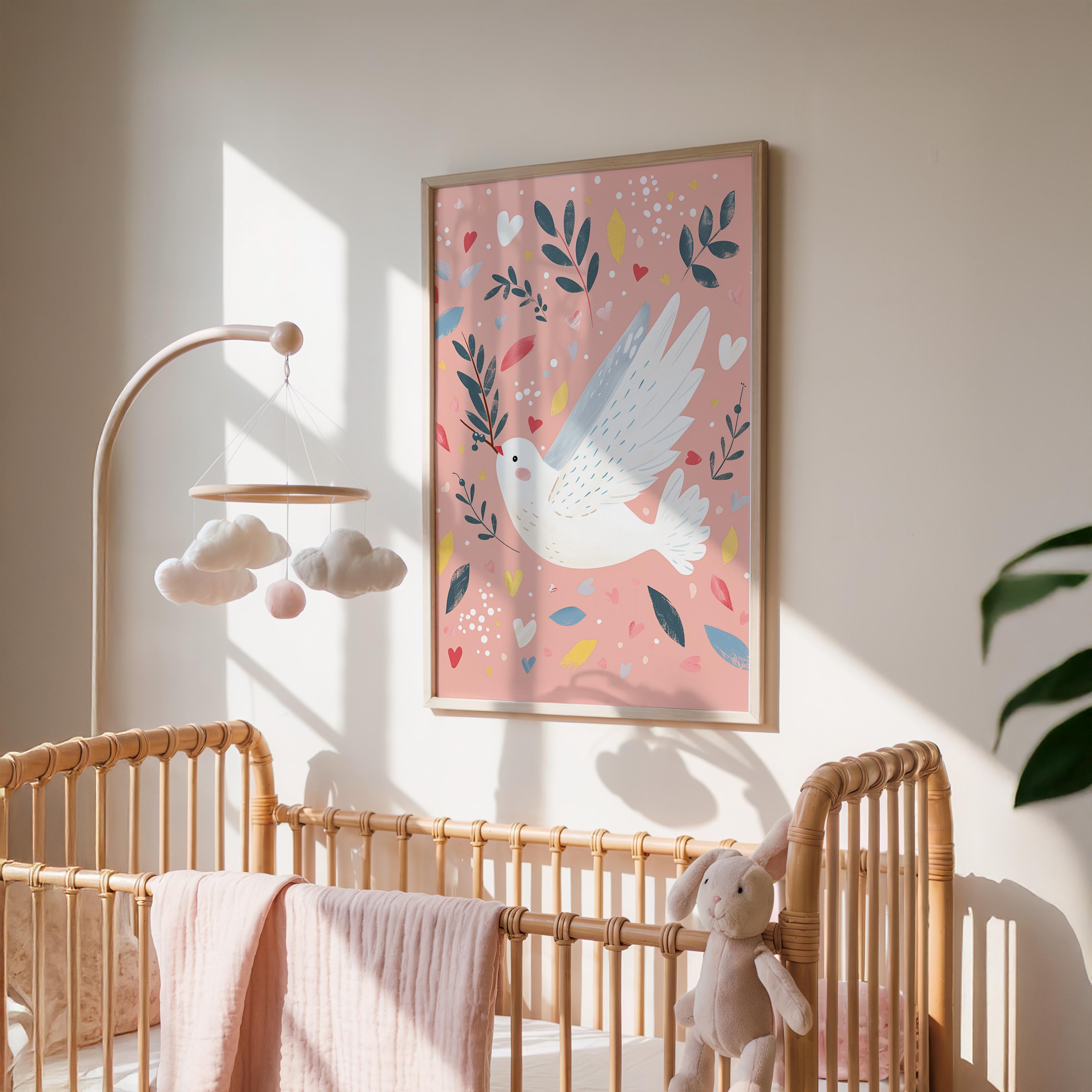 Whimsical Flying Dove Wall Art Print