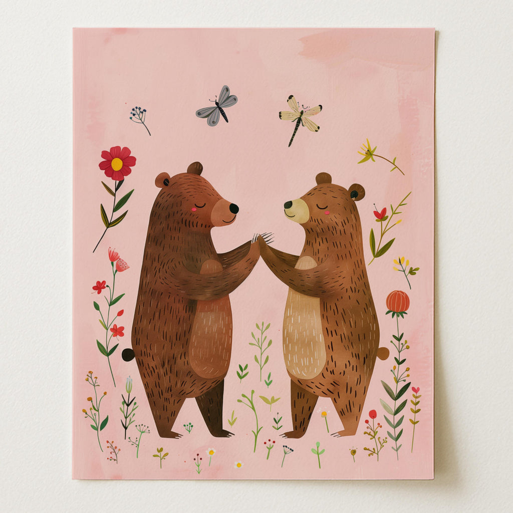 Whimsical Bear Friends Wall Art Print (Unframed)