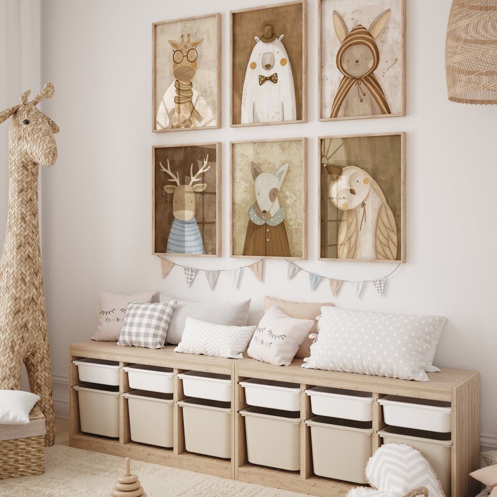 Whimsical Animal Wall Art – Set of 6
