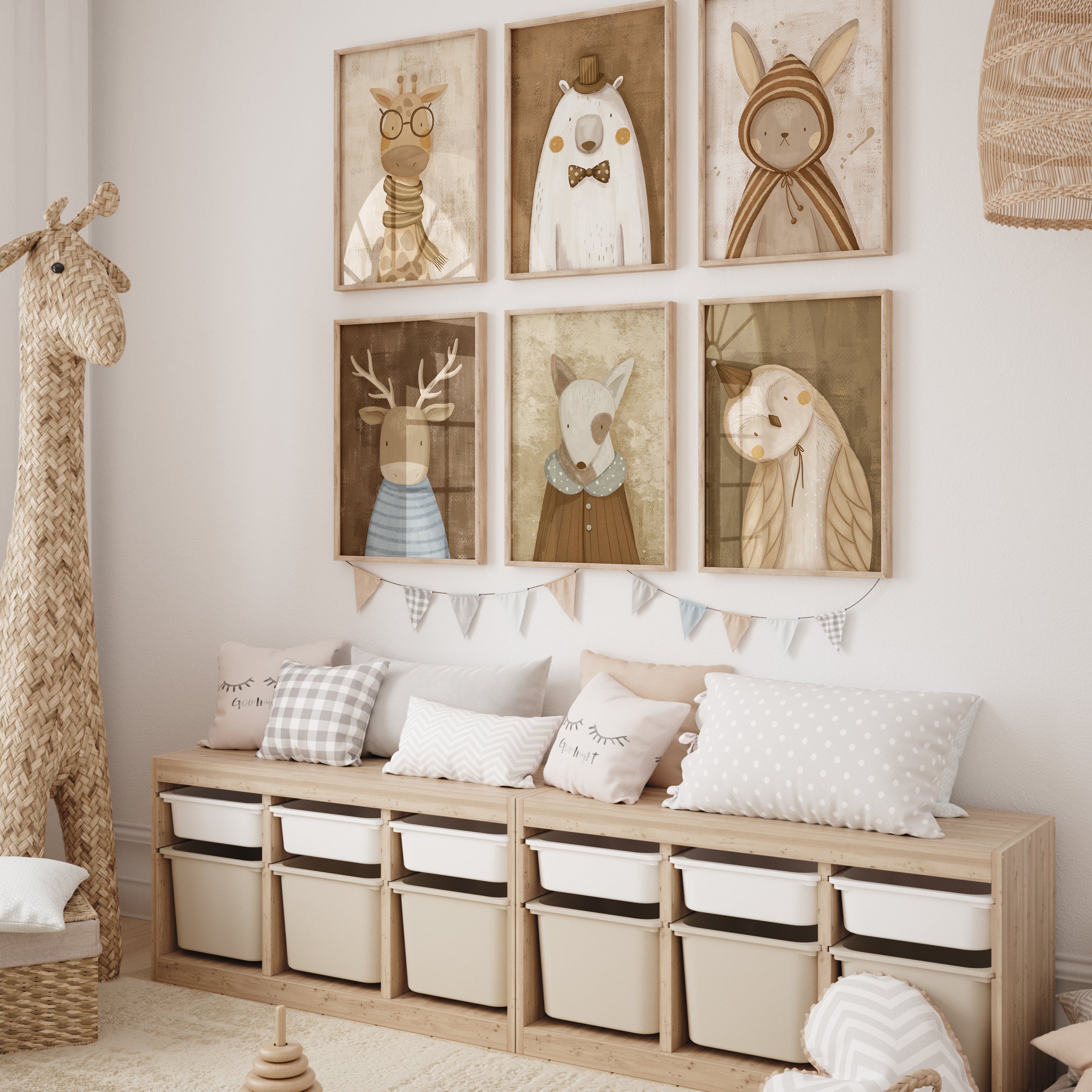 Whimsical Animal Wall Art – Set of 6