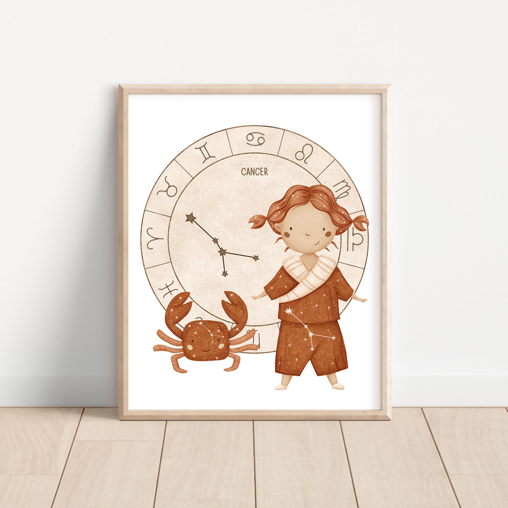 Boho Zodiac Cancer Boy Nursery Wall Art Print (Unframed)