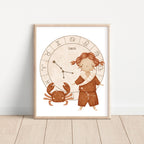 Boho Zodiac Cancer Boy Nursery Wall Art Print (Unframed)