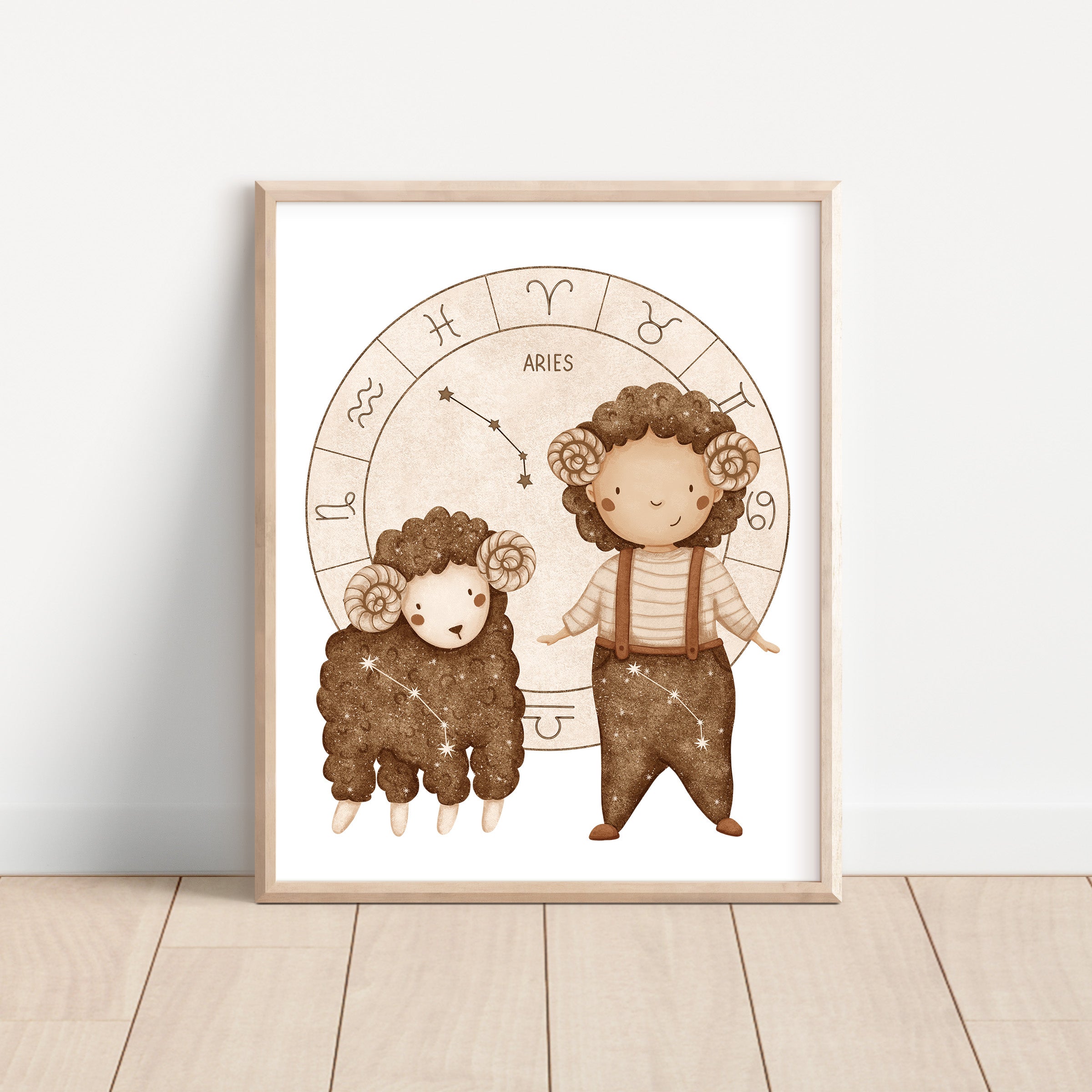Boho Zodiac Aries Boy Nursery Wall Art