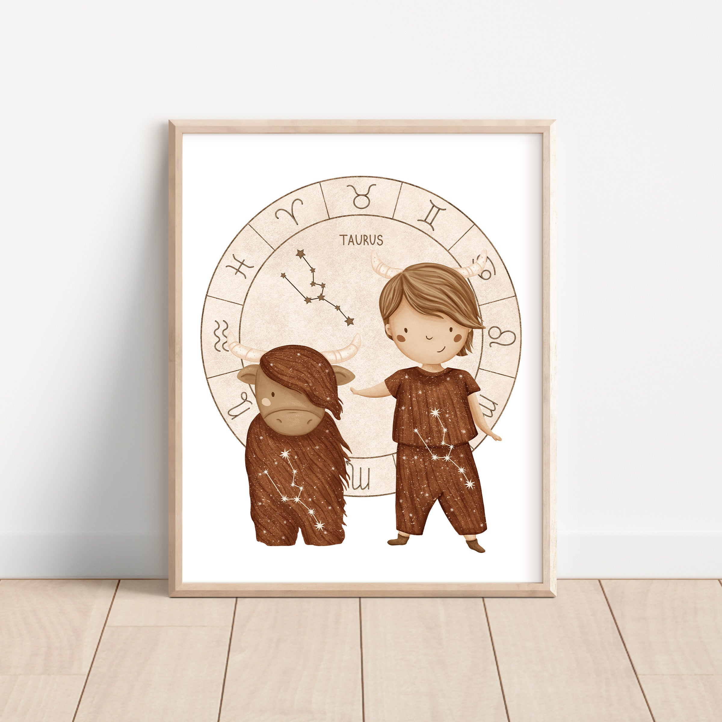 Boho Zodiac Taurus Boy Nursery Wall Art