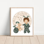 Boho Zodiac Capricorn Boy Nursery Wall Art Print (Unframed)