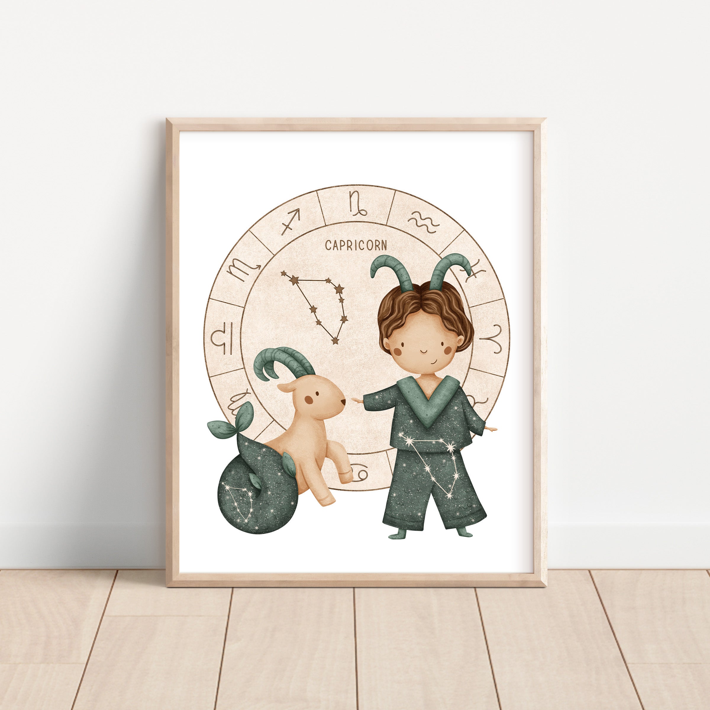 Boho Zodiac Capricorn Boy Nursery Wall Art