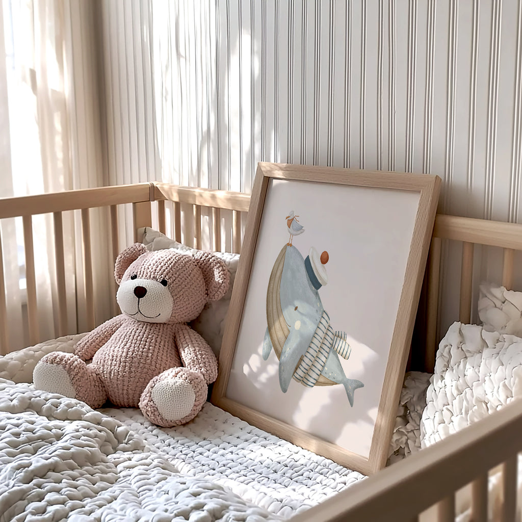 Whale & Seagull Nautical Nursery Wall Art