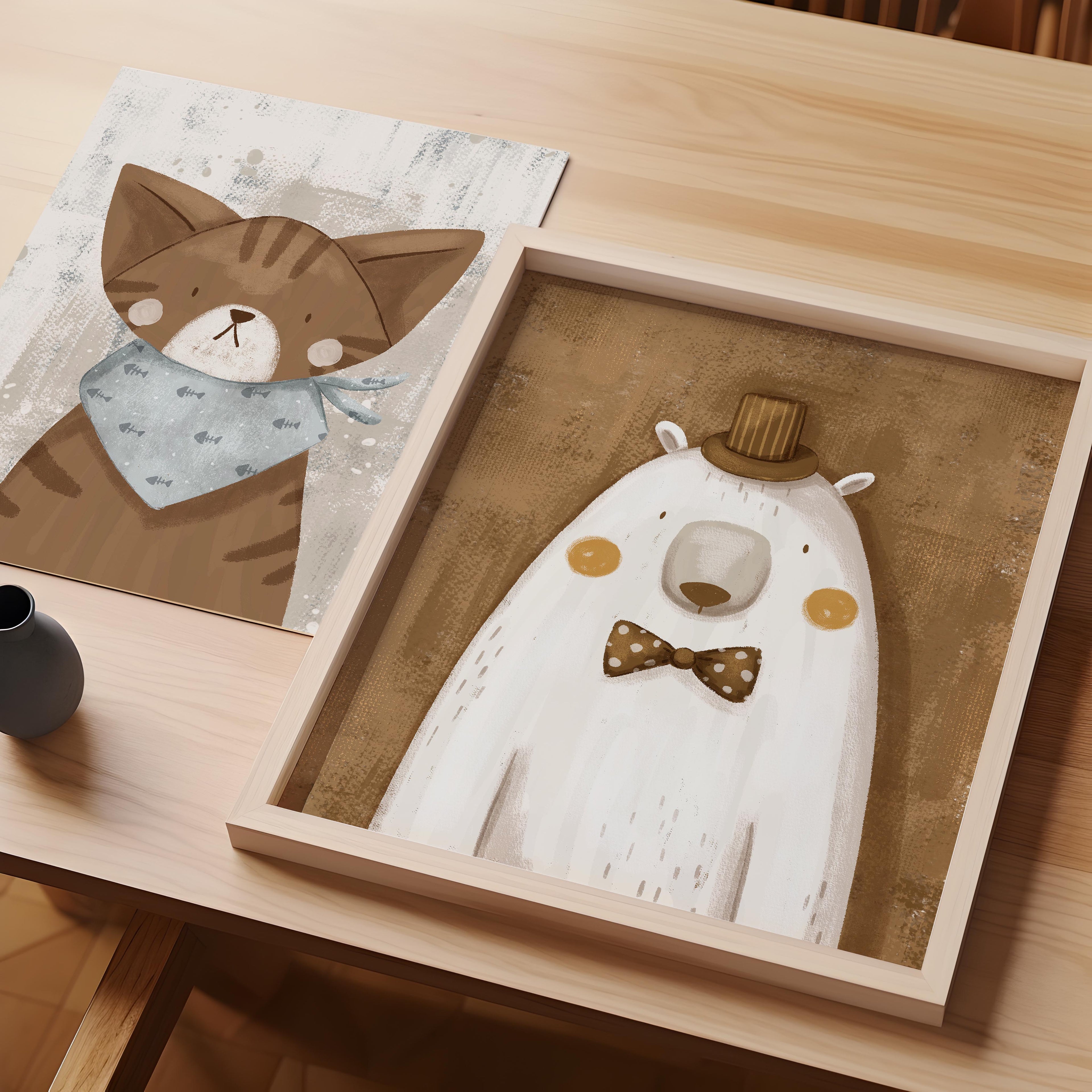 Bear Wearing a Hat – Nursery Wall Art