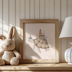 Turtle Sailor & Lighthouse Nautical Nursery Wall Art