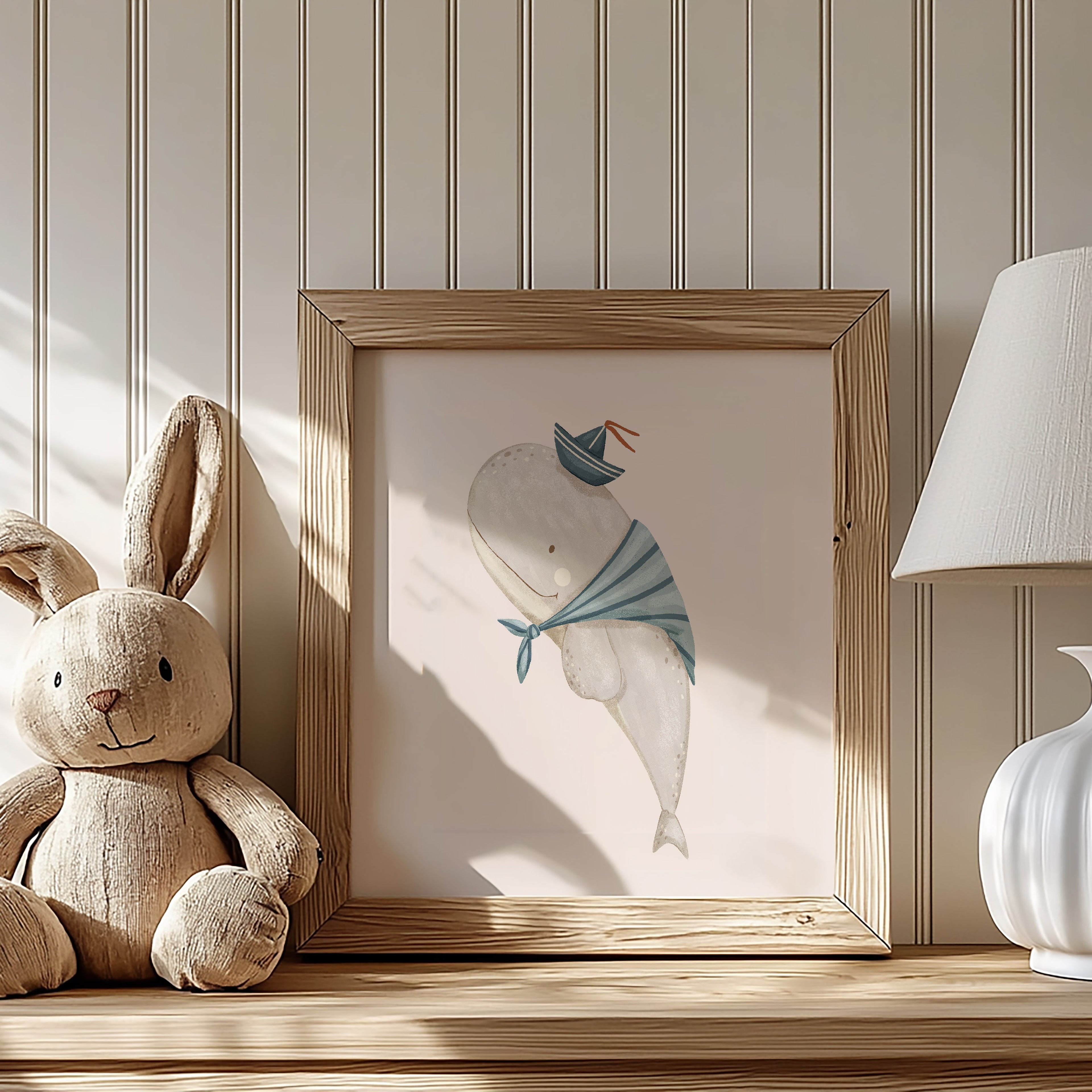 Whale Sailor Nautical Nursery Wall Art