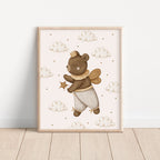 Bear with Magic Wand – Whimsical Woodland Wall Art Print (Unframed)