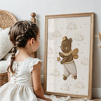 Bear with Magic Wand – Whimsical Woodland Wall Art Print (Unframed)