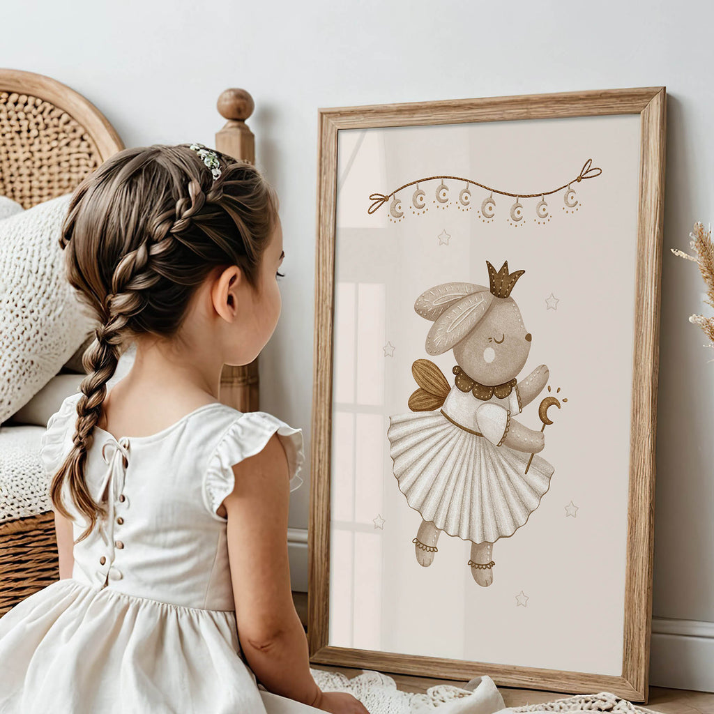 Rabbit with Magic Wand – Whimsical Woodland Wall Art