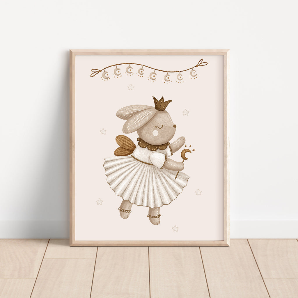 Rabbit with Magic Wand – Whimsical Woodland Wall Art