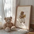 Bear with Magic Wand – Whimsical Woodland Wall Art Print (Unframed)