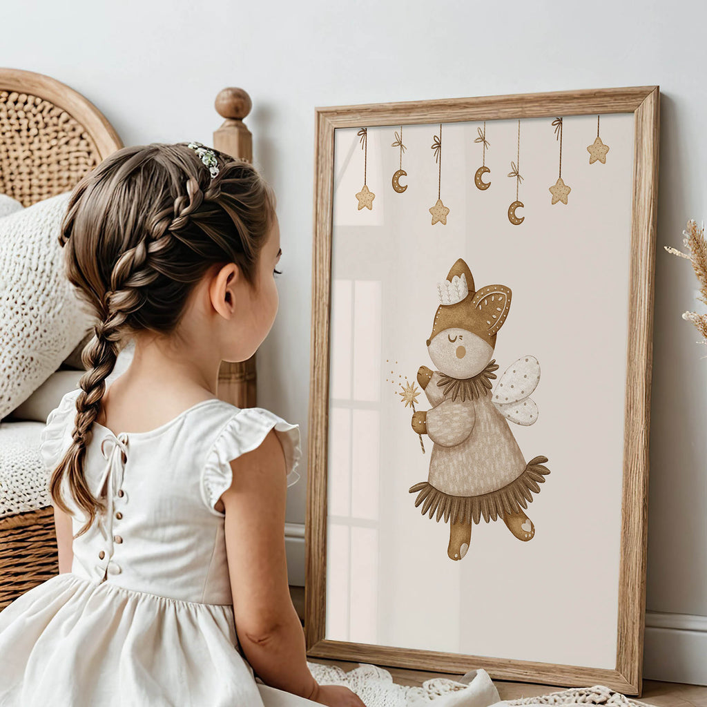 Fox with Magic Wand – Whimsical Woodland Wall Art