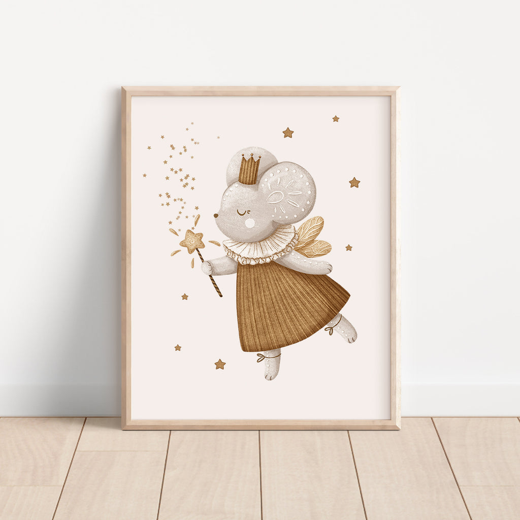 Mouse with Magic Wand – Whimsical Woodland Wall Art