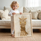 Giraffe Wearing Scarf and Glasses