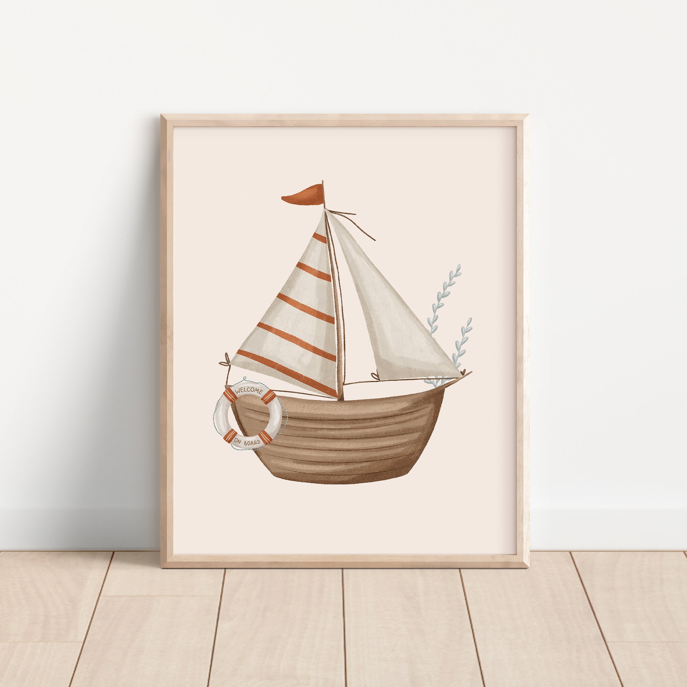 Wood Sailboat “Welcome On Board” Nautical Nursery Wall Art