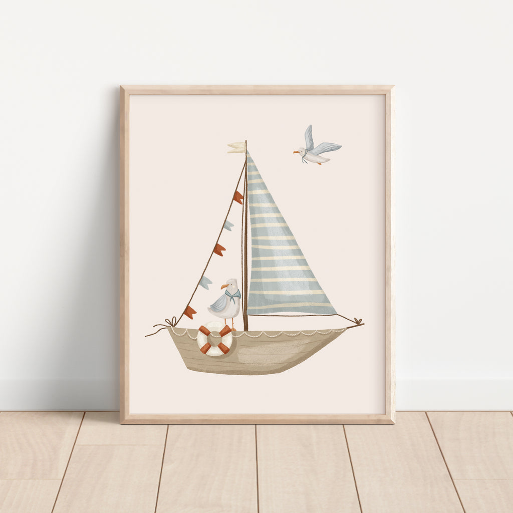 Sea-Life & Sailboats Nursery Wall Art – Set of 6
