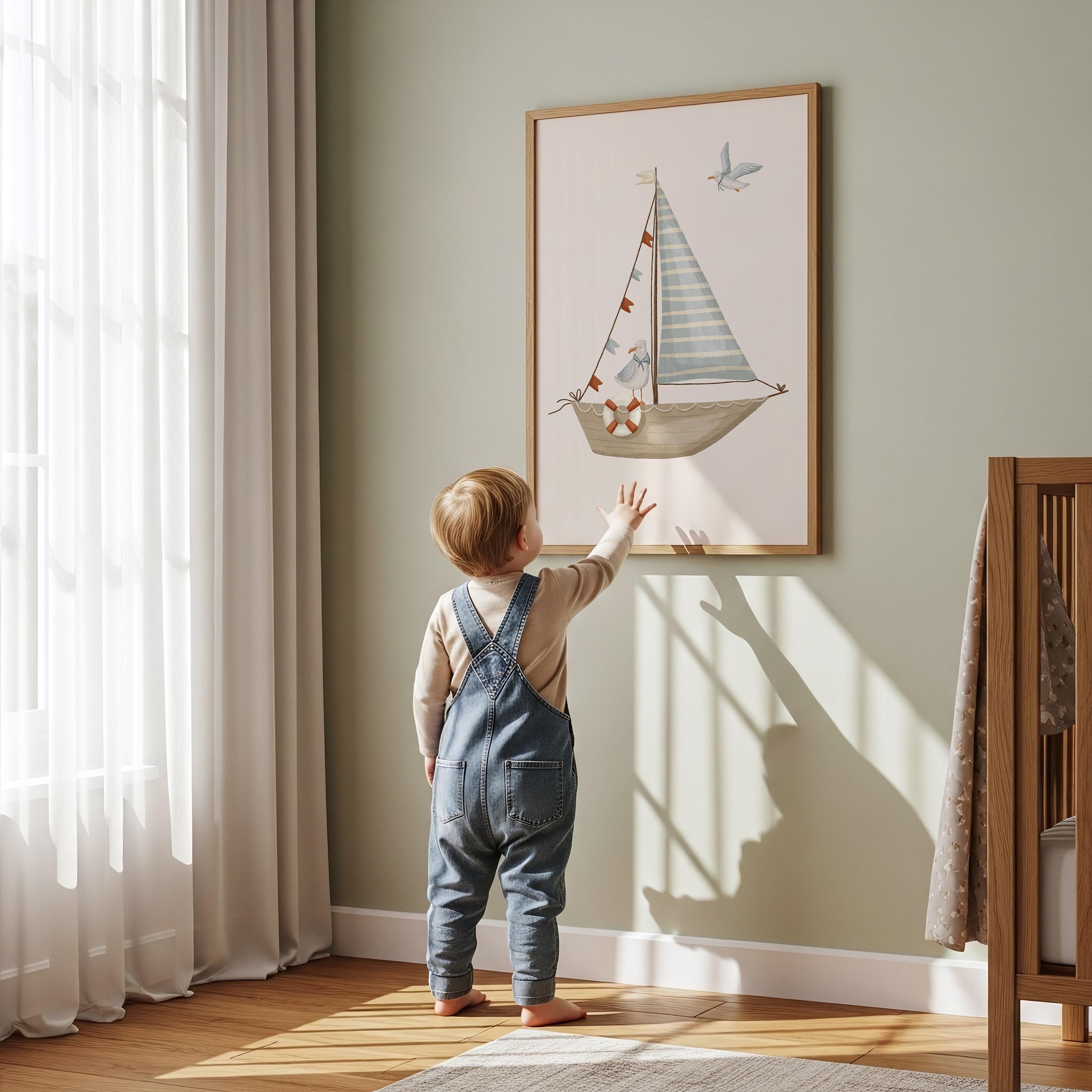Seagulls & Sailboat Nautical Nursery Wall Art