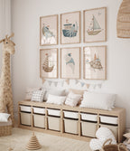 Sea-Life & Sailboats Nursery Wall Art – Set of 6