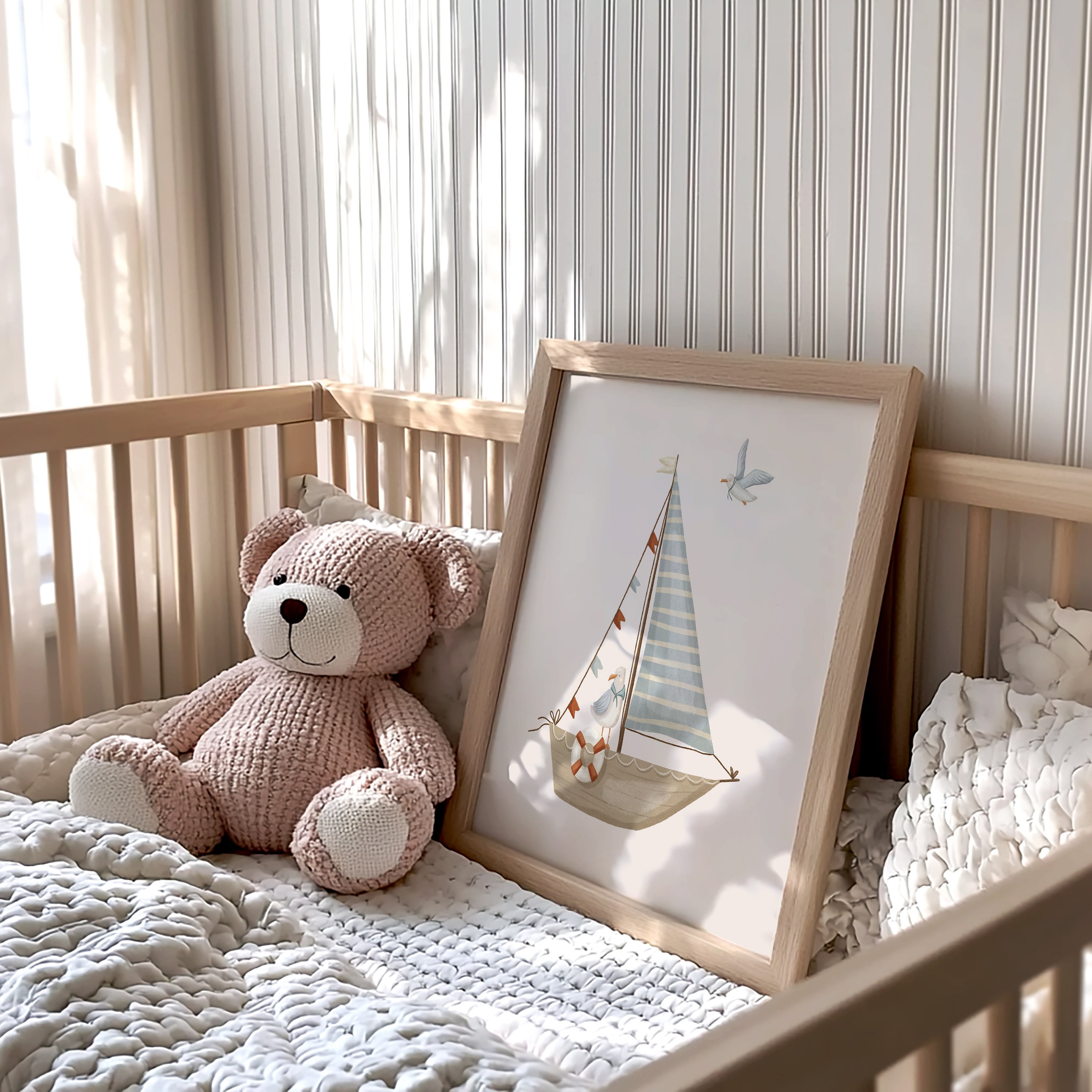 Seagulls & Sailboat Nautical Nursery Wall Art