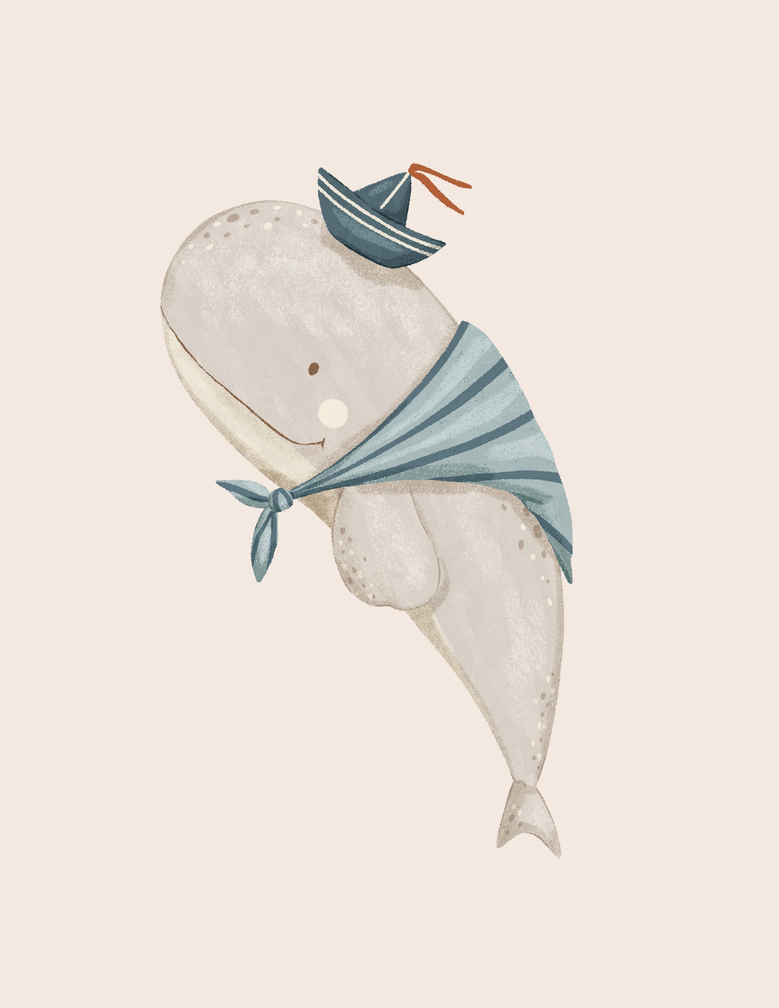 Whale Sailor Nautical Nursery Wall Art
