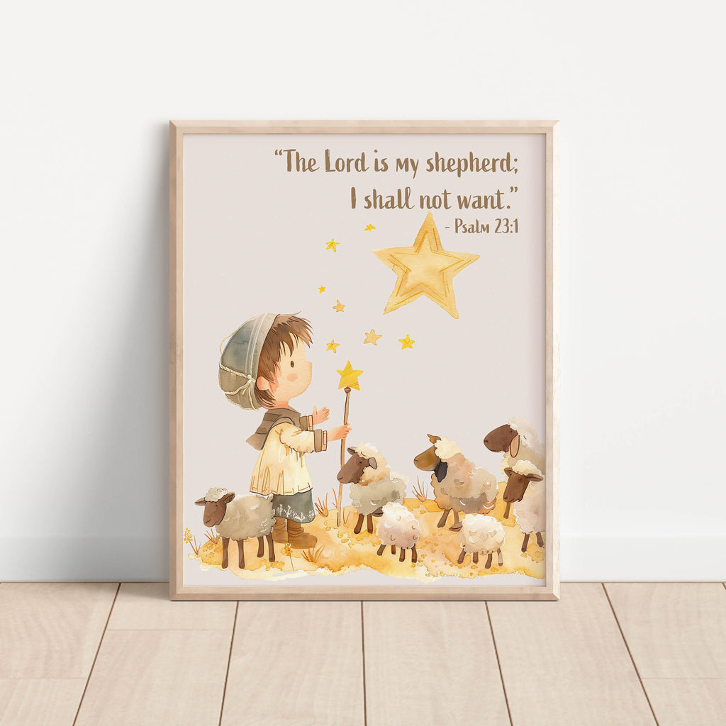 Religious Scripture Nursery Wall Art – Psalm 23:1