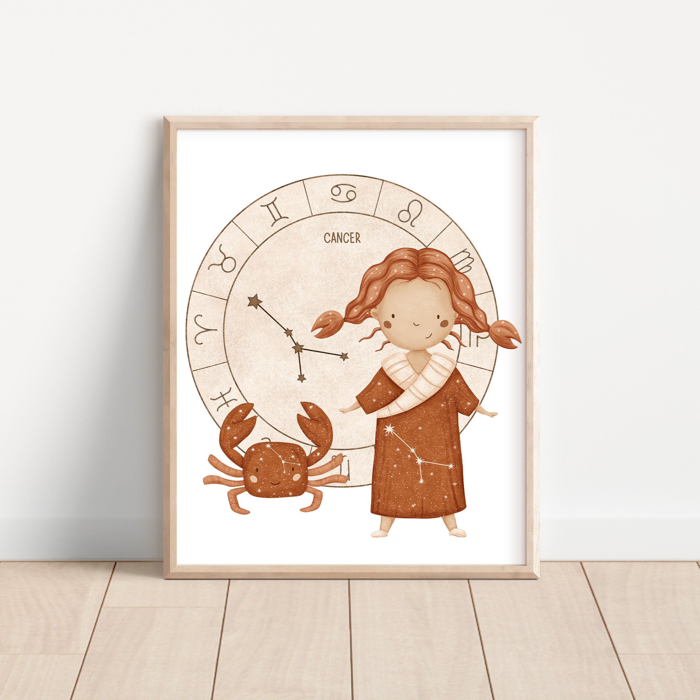 Boho Zodiac Cancer Girl Nursery Wall Art