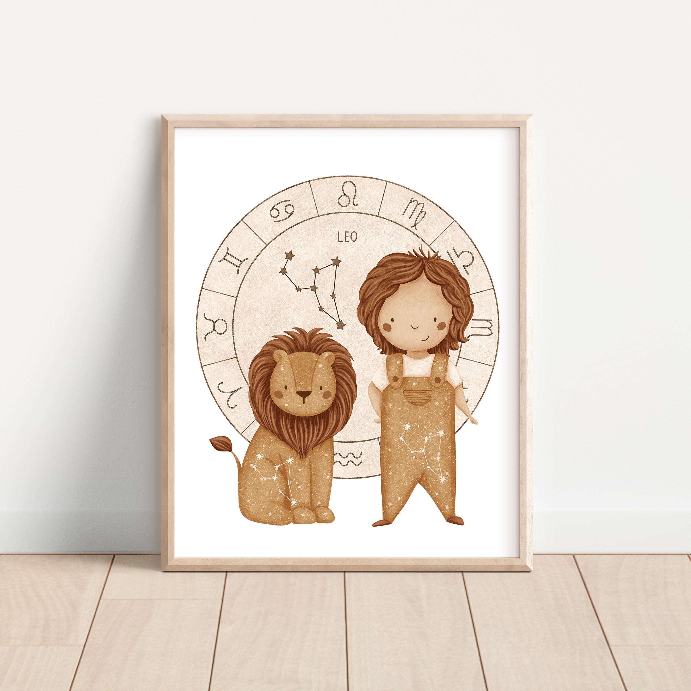 Boho Zodiac Leo Boy Nursery Wall Art