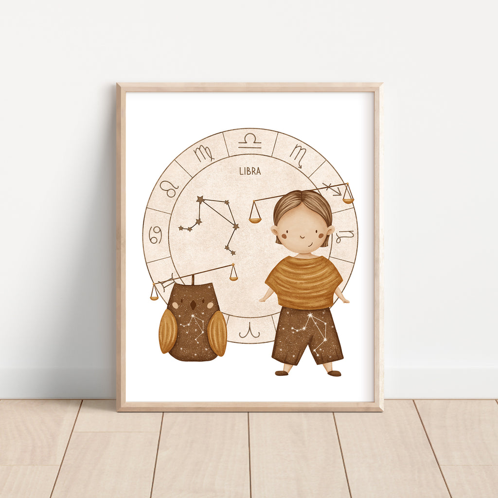 Boho Zodiac Libra Boy Nursery Wall Art