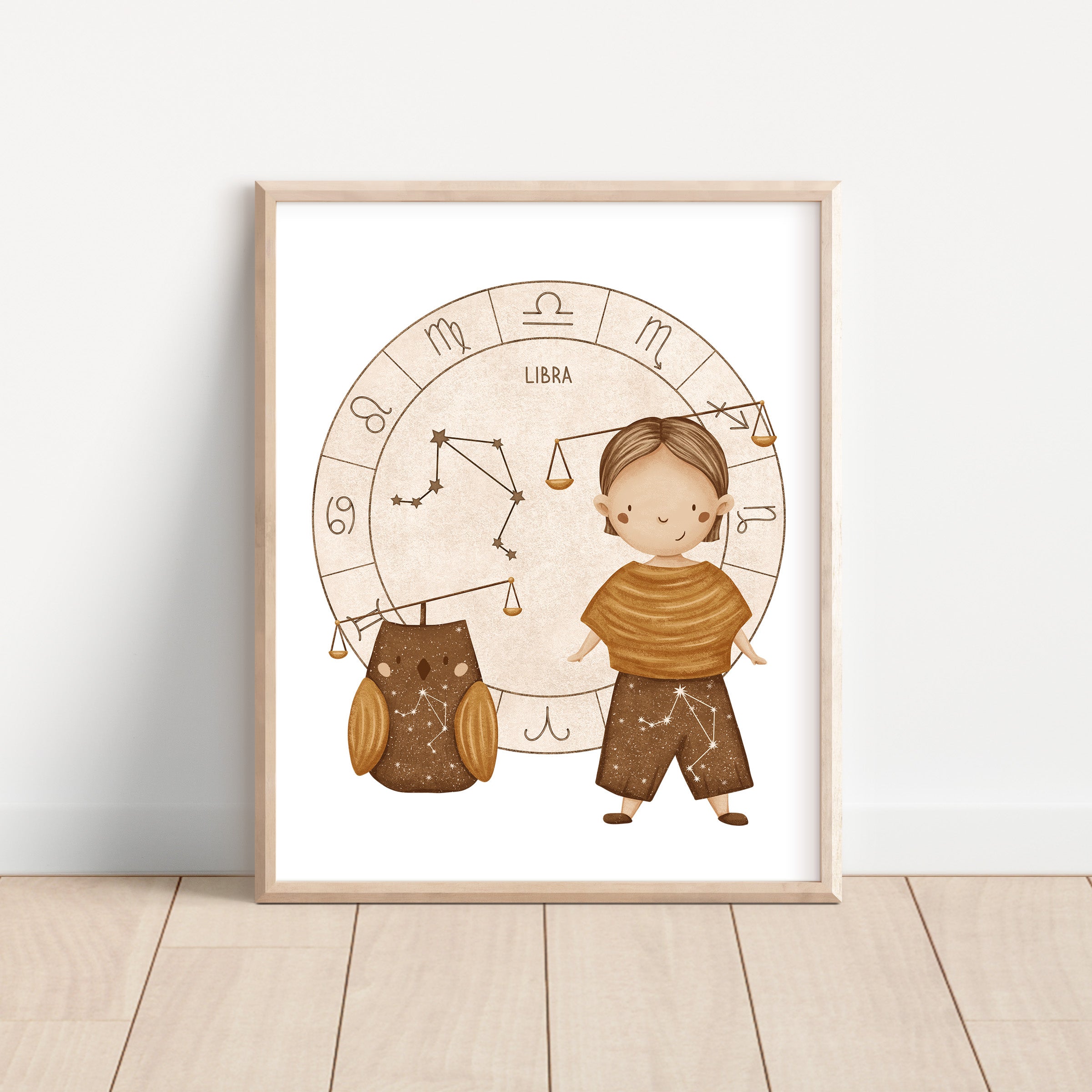 Boho Zodiac Libra Boy Nursery Wall Art
