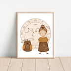 Boho Zodiac Libra Girl Nursery Wall Art