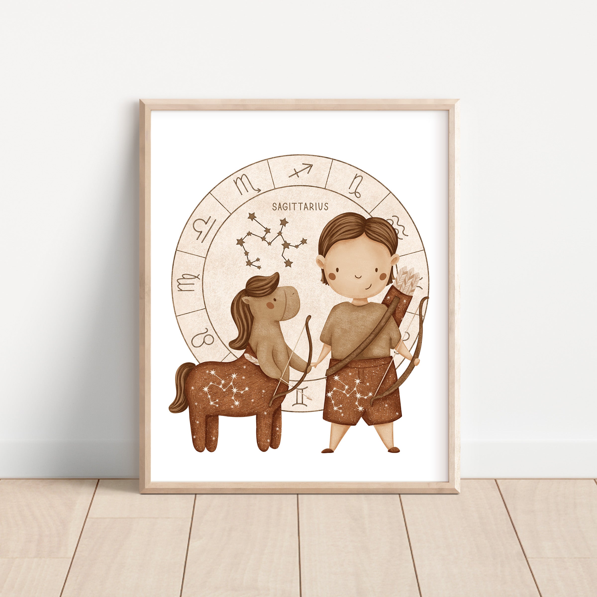 Boho Zodiac Sagittarius Boy Nursery Wall Art