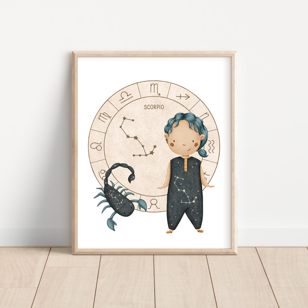 Boho Zodiac Scorpio Boy Nursery Wall Art