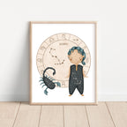 Boho Zodiac Scorpio Boy Nursery Wall Art