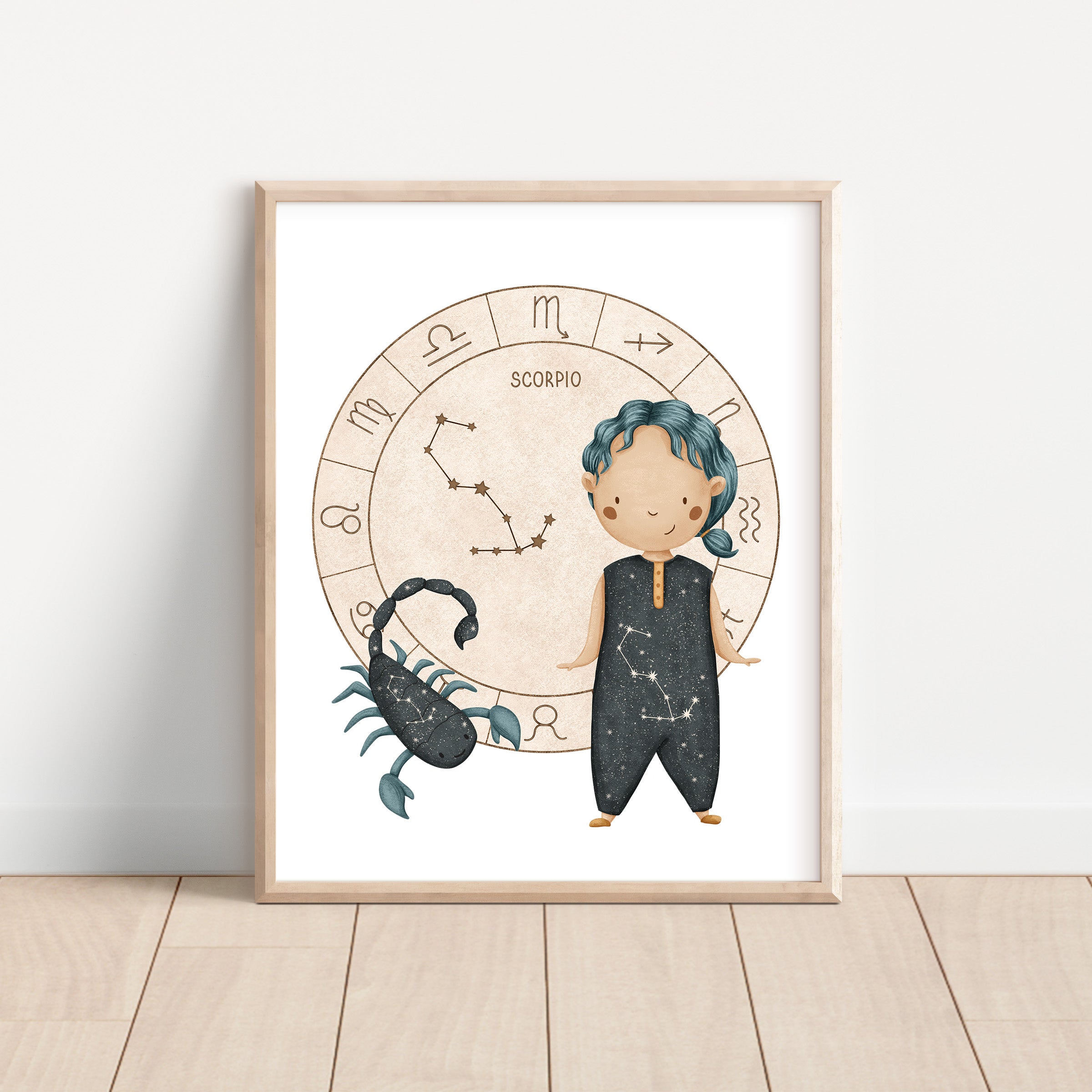 Boho Zodiac Scorpio Boy Nursery Wall Art