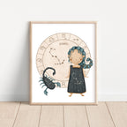 Boho Zodiac Scorpio Girl Nursery Wall Art