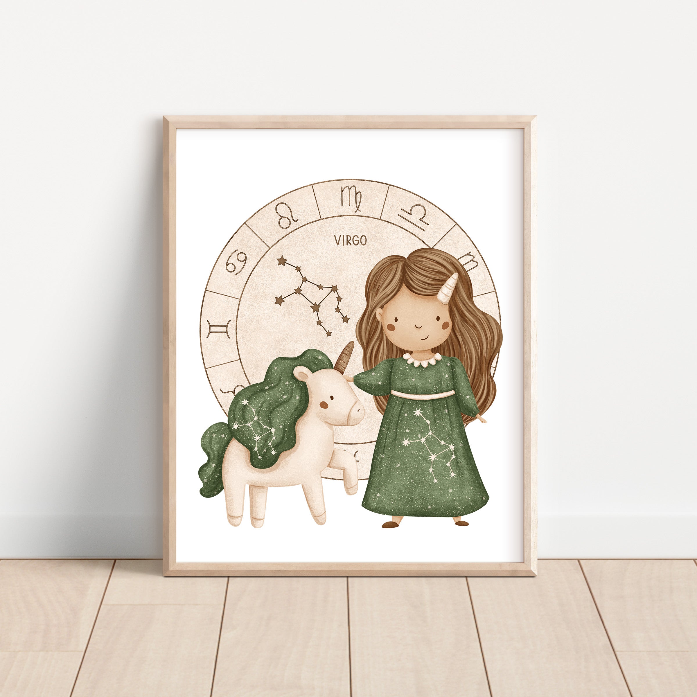 Boho Zodiac Virgo Girl Nursery Wall Art